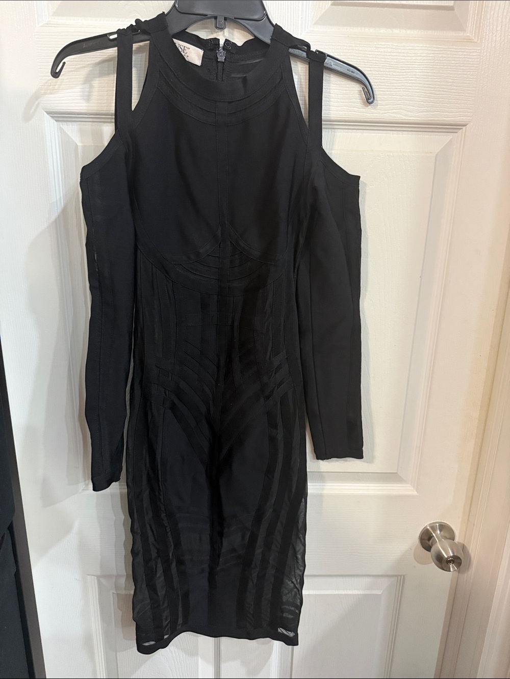 House of CB Black Cold-Shoulder Long Sleeve Bodycon Dress